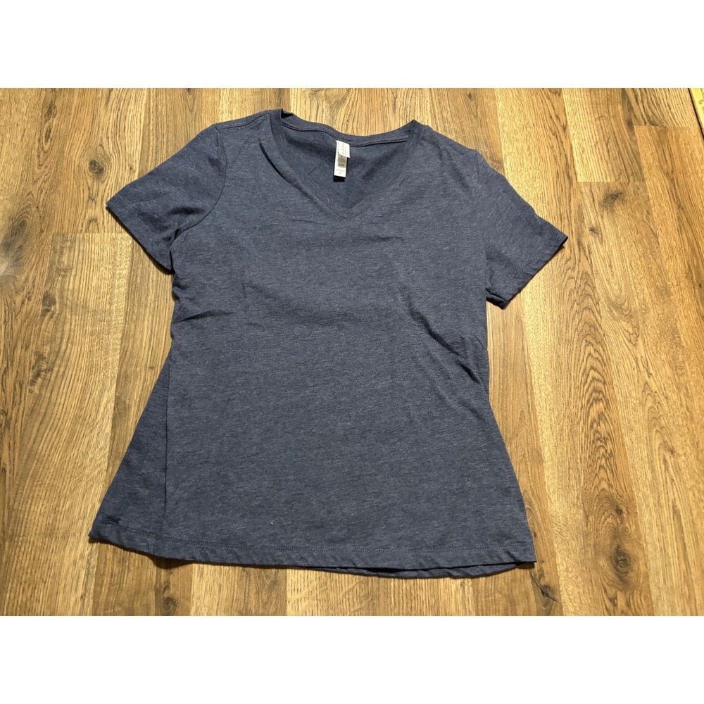 Bella+Canvas Shirt Women Size M Navy Blue Heather CVC V-Neck Short Sleeve